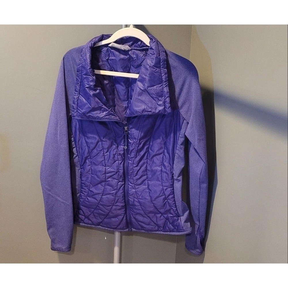 Athleta Quilted Lightweight‎ Mixed Media Jacket, Size M, Blue Purple